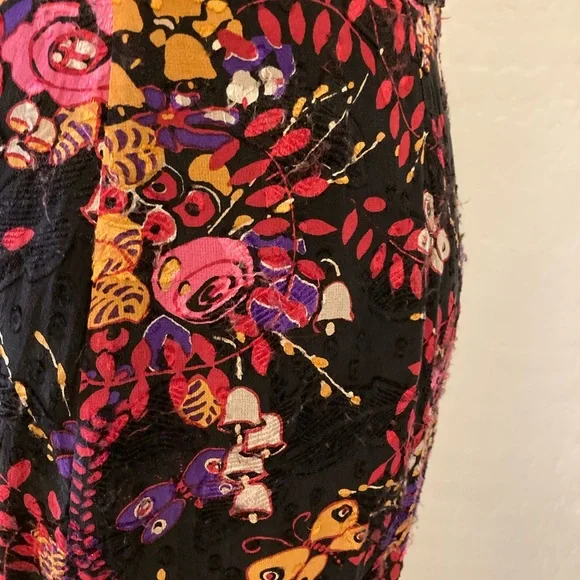 Anna Sui Silk MIDI Length Asymmetrical Floral Skirt Size 6 - Picture 11 of 12